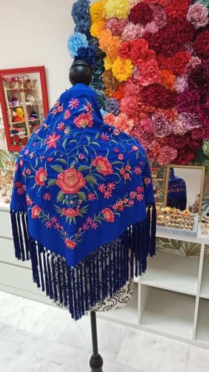 Mantoncillo clavelinas azul eléctrico flor salmón