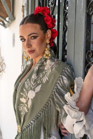 Mantoncillo Caleta verde oliva y beige